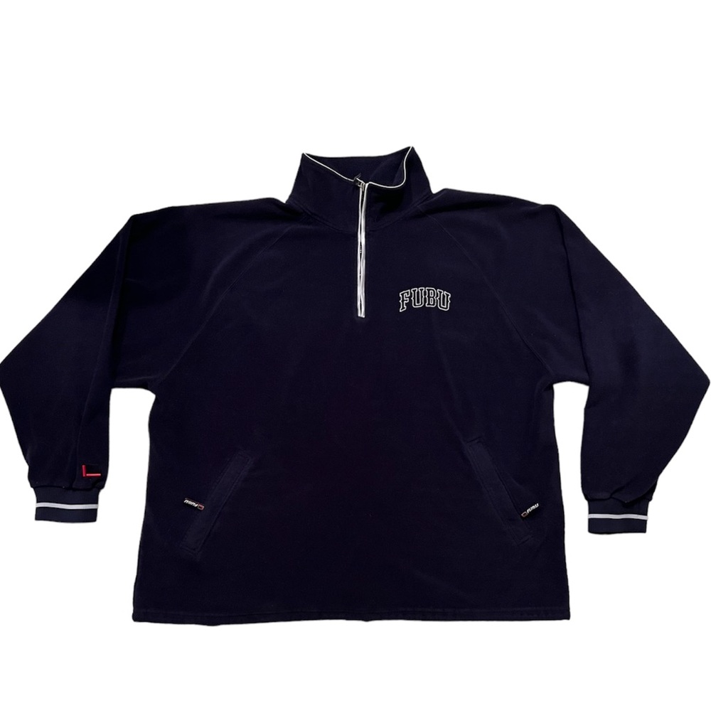 Mens Navy Fubu Quarter Zip Fleece